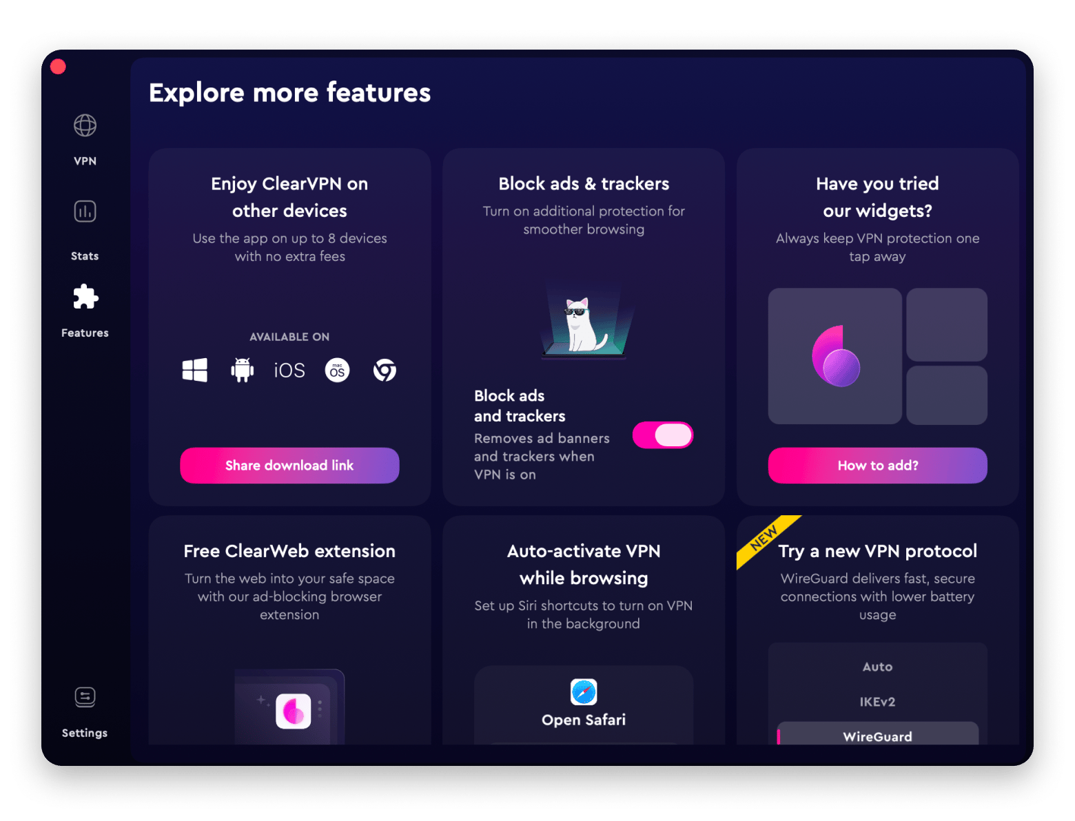 Encrypting internet connection with ClearVPN, a VPN app available on Setapp
